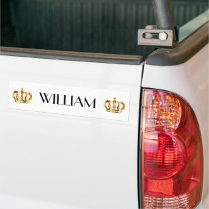 Royal Gold Crown Name White Bumper Sticker