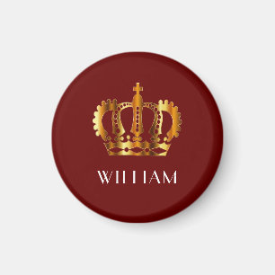 Royal Gold Crown Personalised Name Red             Magnet