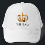 Royal Gold Crown Personalised Name White Trucker Hat<br><div class="desc">Royal Gold Crown Personalised Name White Doormat</div>