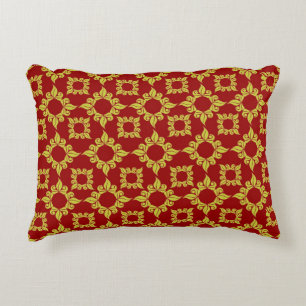 Royal Gold Damask Pattern on Deep Red Decorative Cushion