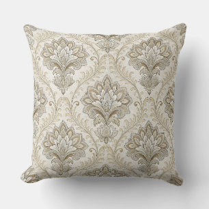 Royal Gold Damask Seamless Floral Pattern Design Cushion
