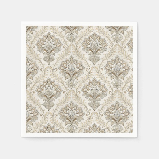 Royal Gold Damask Seamless Floral Pattern Design Napkin (Front)