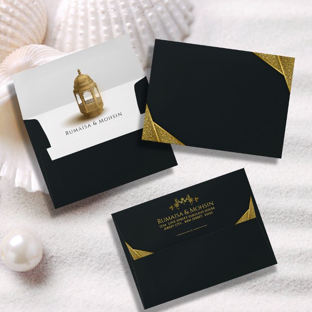 Royal Gold Elegant Islamic Wedding Return Address Envelope (Creator Uploaded)