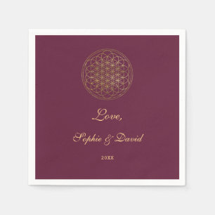 Royal Gold Flower of Life Sacred Geometry Wedding Napkin