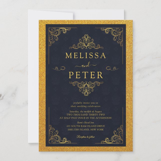 Royal Gold Glitter  Wedding Invitation (Front)