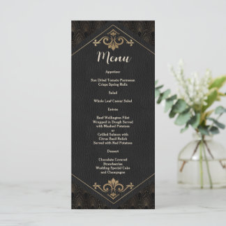 Royal Gold Great Gatsby Art Deco Wedding Menu