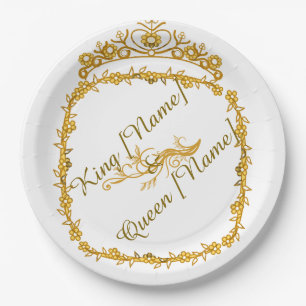 Royal gold king & Queen widding paper plate