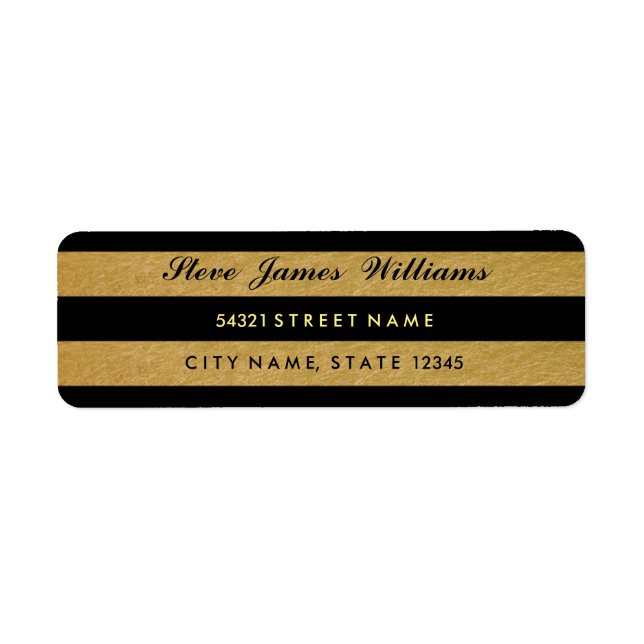 Royal Gold Leaf Black Stripes Address Labels (Front)