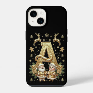 Royal Gold Letter A Luxury Black iPhone 14 Tough Case