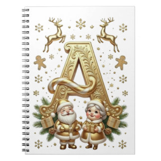 Royal Gold Letter A Luxury Unisex Spiral Notebook