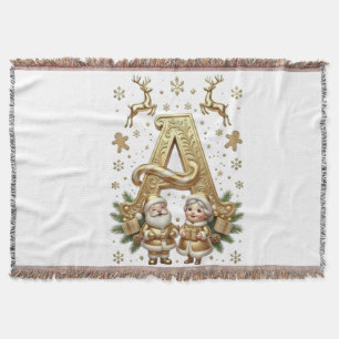 Royal Gold Letter A Luxury Unisex Woven Throw  Blanket