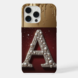 Royal Gold Letter A Monogram Dripping Metall iPhone 15 Pro Max Case