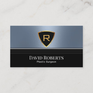 Royal Gold Logo Plastic Surgeon Dusty Blue Metal Business Card