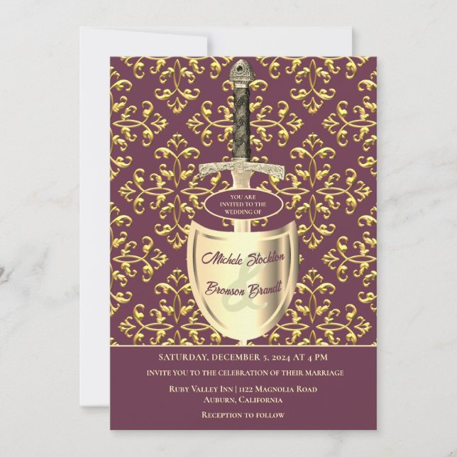 Royal Gold Pattern Wedding Invitation (Front)
