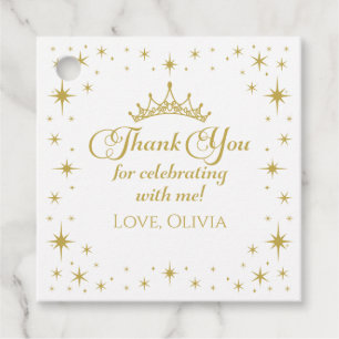Royal Gold Princess Birthday Favour Tags