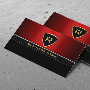 Royal Gold Shield Red Metal Business Card