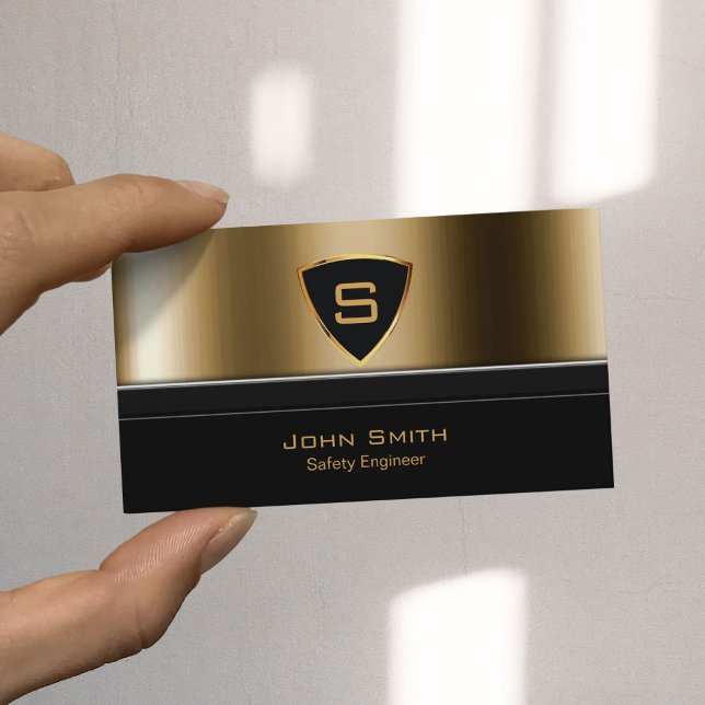 Royal Gold Shield Safety Engineer Business Card (Creator Uploaded)