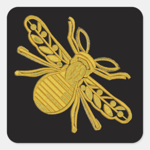 Royal Golden Bee imitation of embroidery Square Sticker