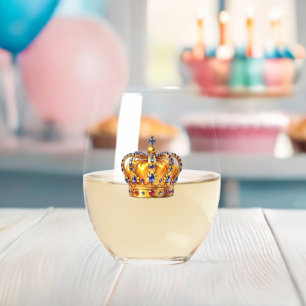 Royal golden crown stemless wine glass