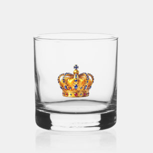 Royal golden crown whiskey glass