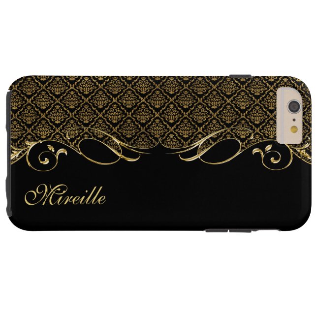 Royal Golden Damask iPhone 6 Plus Monogram Case (Back Horizontal)