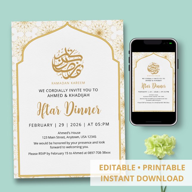 Royal Golden Mandala Pattern Ramadan Iftar Invitation (Creator Uploaded)