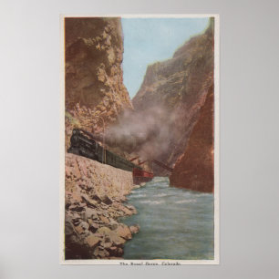 Royal Gorge, CO - View of Train Alongside River Poster