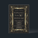 Royal Great Gatsby Roaring 50th Birthday Bash  Invitation<br><div class="desc">ANY AGE!  Unique design featuring vintage art deco style,  a Roaring 1920's old Hollywood,  with faux gold foil Fleur-de-lis,  on a gold black Art Deco pattern background. UsePersonalize tool to add your information. For more,  visit please,  my Royal Gold Art Deco Collection.</div>