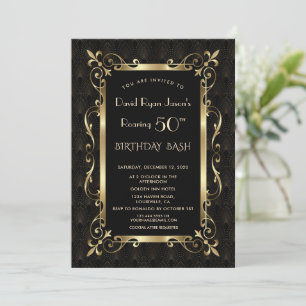 Royal Great Gatsby Roaring 50th Birthday Bash  Invitation