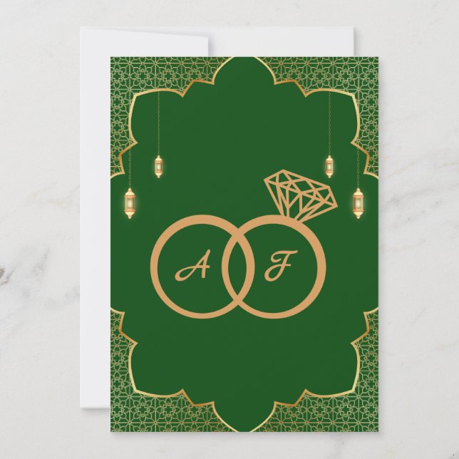 Royal Green Arabic Save The Date (Back)
