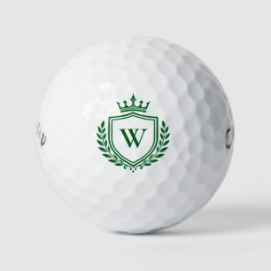 Royal Green Luxury Golf Crest Crown Initial Monogr Balls