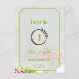 Royal Green Wedding Invitation Table No Vintage Postcard