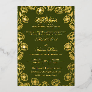 Royal Henna Floral Gold Foil Muslim Wedding