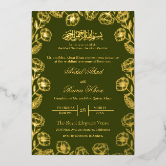 Royal Henna Floral Gold Foil Muslim Wedding