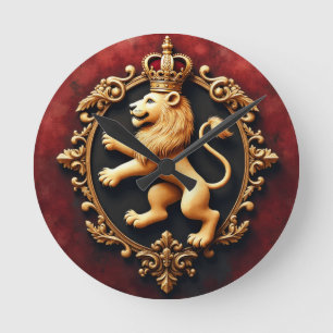 Royal Heraldic Tapestry Pattern Round Clock