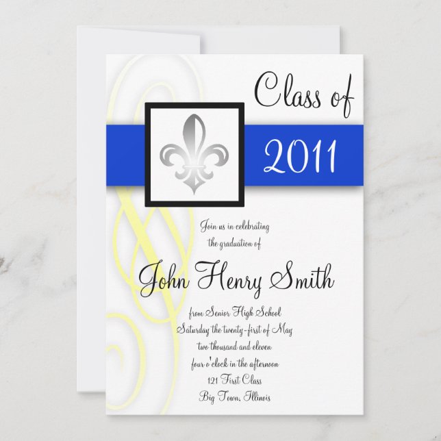 Royal High School Graduation Invitation in Blue (Front)