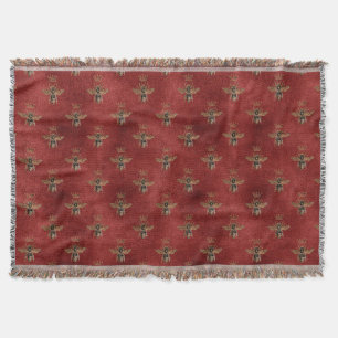 Royal Honeybees Throw Pillow Blanket