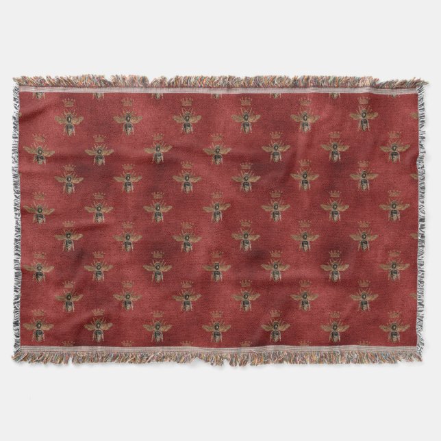 Royal Honeybees Throw Pillow Blanket (Front)