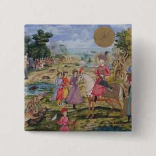 Royal Hunt, from Isfahan, Iran 15 Cm Square Badge