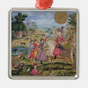 Royal Hunt, from Isfahan, Iran Metal Tree Decoration