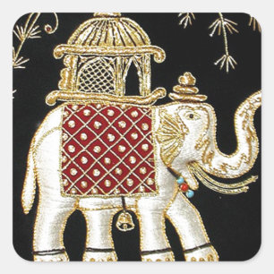 ROYAL INDIAN ELEPHANT  RIDE ZARI ART SQUARE STICKER