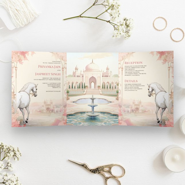 Royal Indian Palace All in One Indian Wedding Tri-Fold Invitation (Creator Uploaded)
