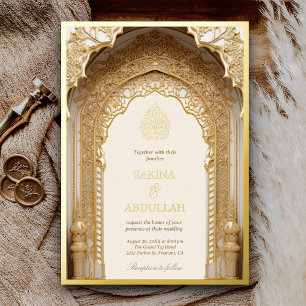 Royal Islamic Arch Cream Muslim Wedding Gold