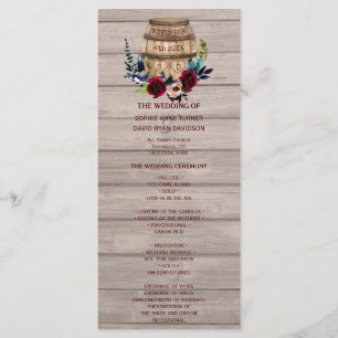 Royal Ivory Floral Burgundy Wedding Program