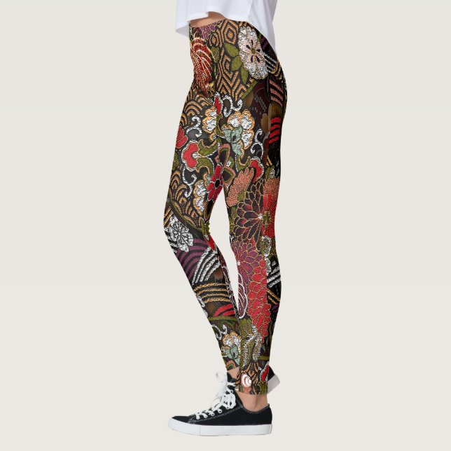 Royal Japanese Embroidered Silk Leggings (Left)