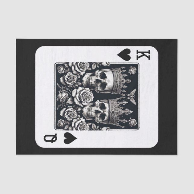 Royal King & Queen of Hearts Skulls & Roses Tissue Paper (Front)