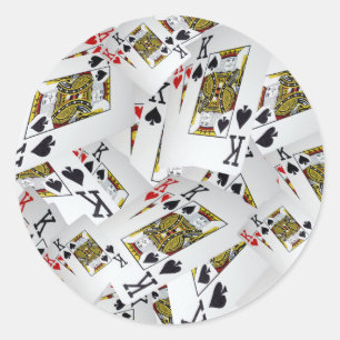 "Royal Layer: A Stack of Kings Poker Cards" Classic Round Sticker