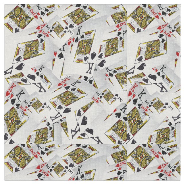 "Royal Layer: A Stack of Kings Poker Cards" Fabric (Close Up)