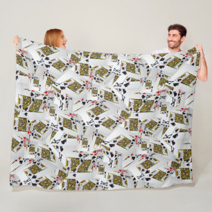"Royal Layer: A Stack of Kings Poker Cards" Fleece Blanket