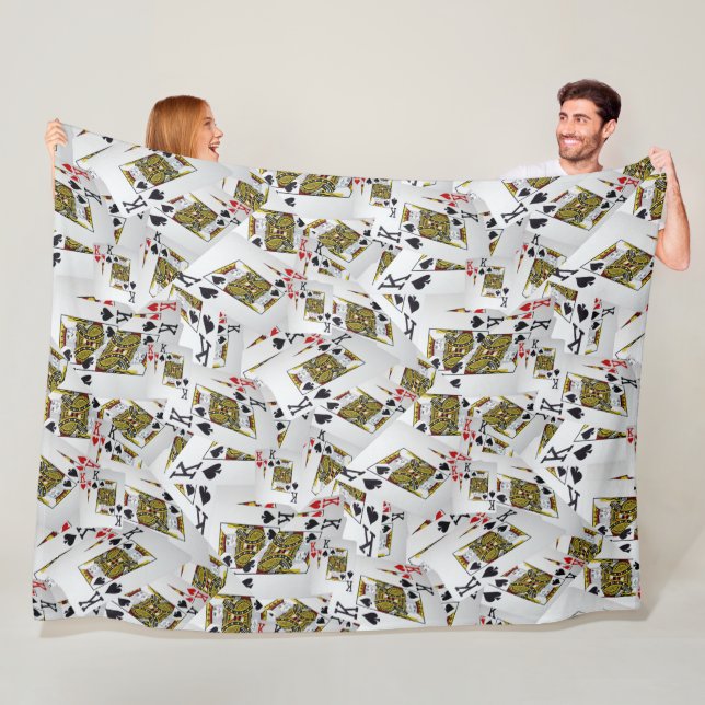 "Royal Layer: A Stack of Kings Poker Cards" Fleece Blanket (In Situ)
